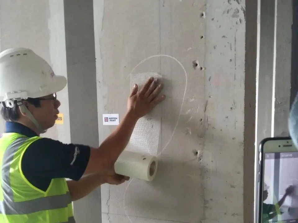 Patching & Fiber Mesh on AAC Wall Panel